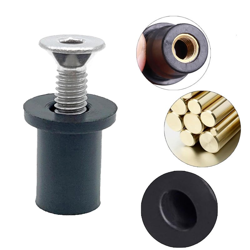 MAYEHAY 48 Pairs of M4 Neoprene Well Nuts M4 x 20mm Stainless Steel Hex Socket Bolts Well Nuts Kit for Kayak Motorcycle Windscreen Marine Accessories,Neoprene nut Contains Brass Nuts Copper nut - Image 4